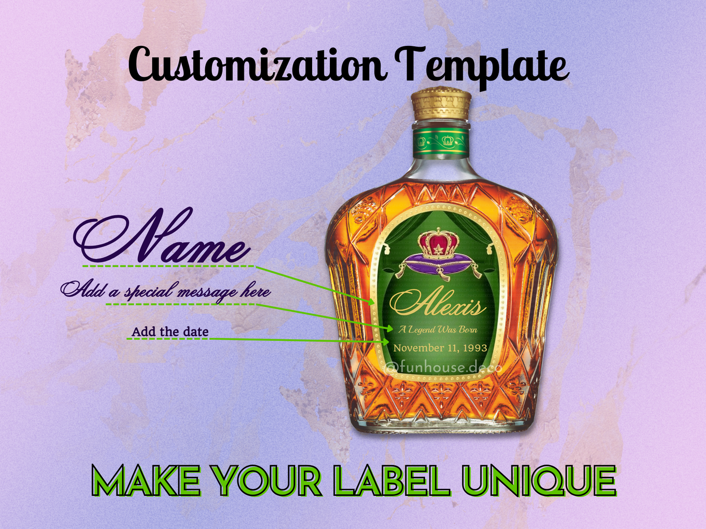 Personalized Crown Royal Mini Bottle Labels - FunHouseDeco