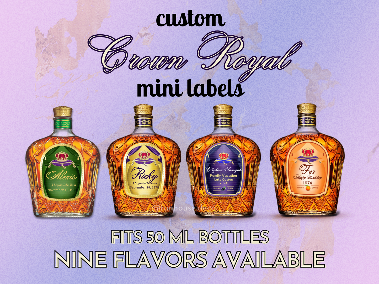 Personalized Crown Royal Mini Bottle Labels - FunHouseDeco