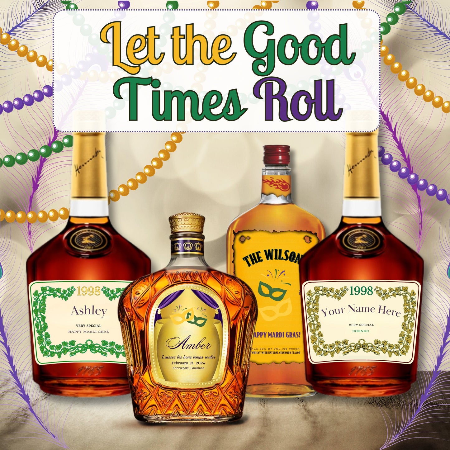 Hennessy Cognac Mardi Gras Labels - FunHouseDeco