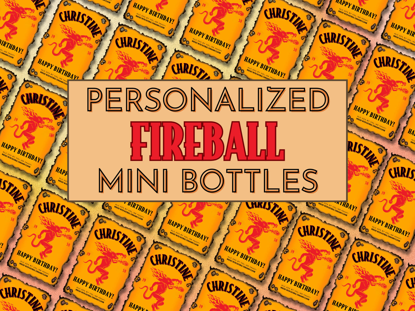 Fireball Mini Whiskey Labels 50 ML & 100 ML - FunHouseDeco