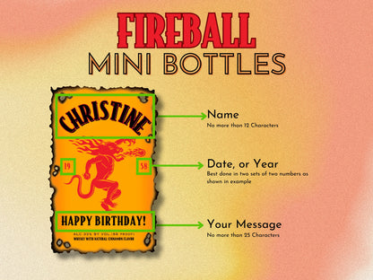 Fireball Mini Whiskey Labels 50 ML & 100 ML - FunHouseDeco