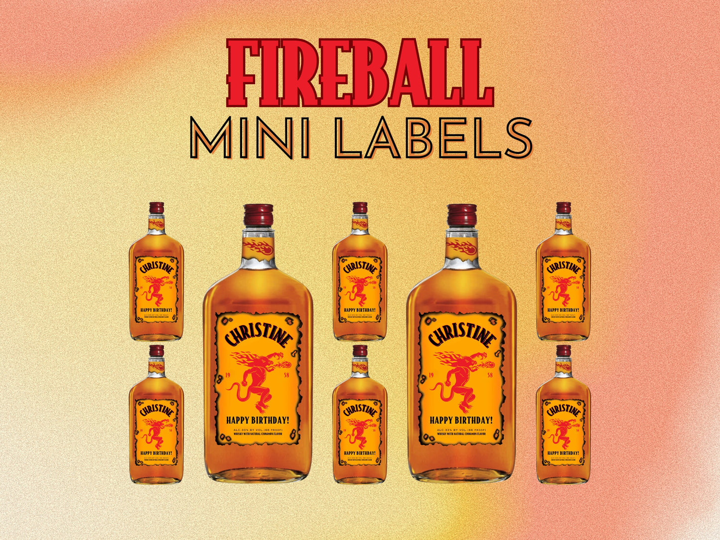 Fireball Mini Whiskey Labels 50 ML & 100 ML - FunHouseDeco