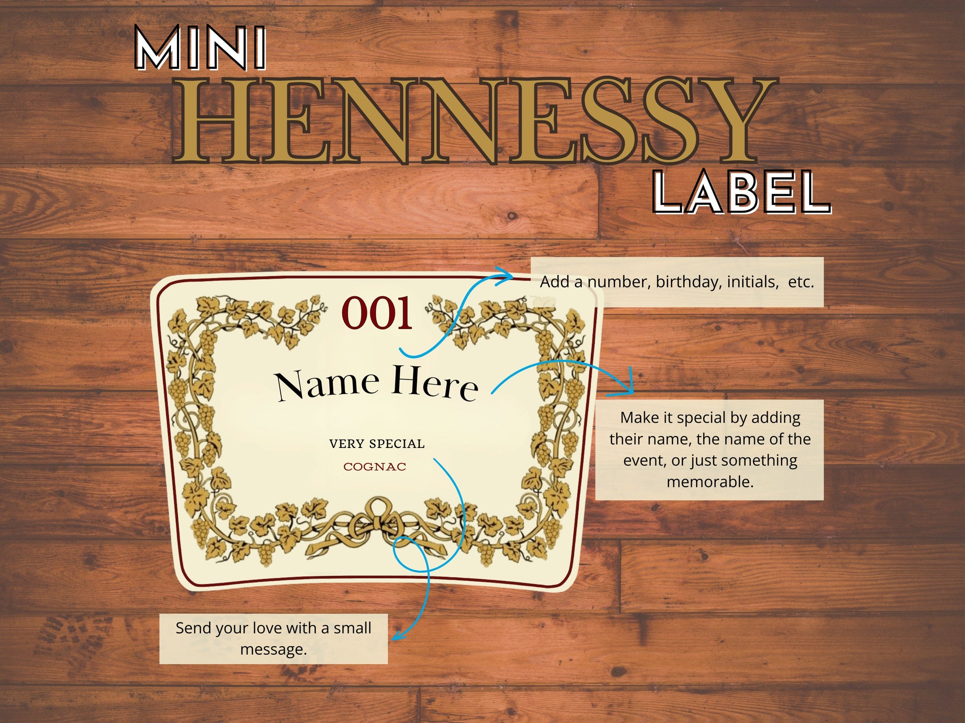 Personalized Hennessy Mini Bottle Labels - FunHouseDeco