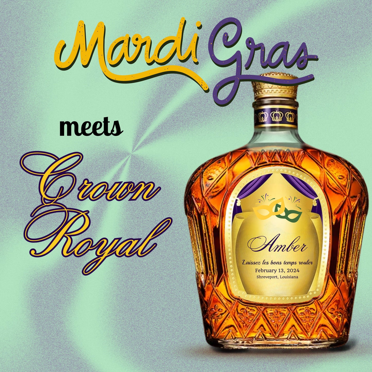 Crown Royal Whiskey Mardi Gras Label - FunHouseDeco