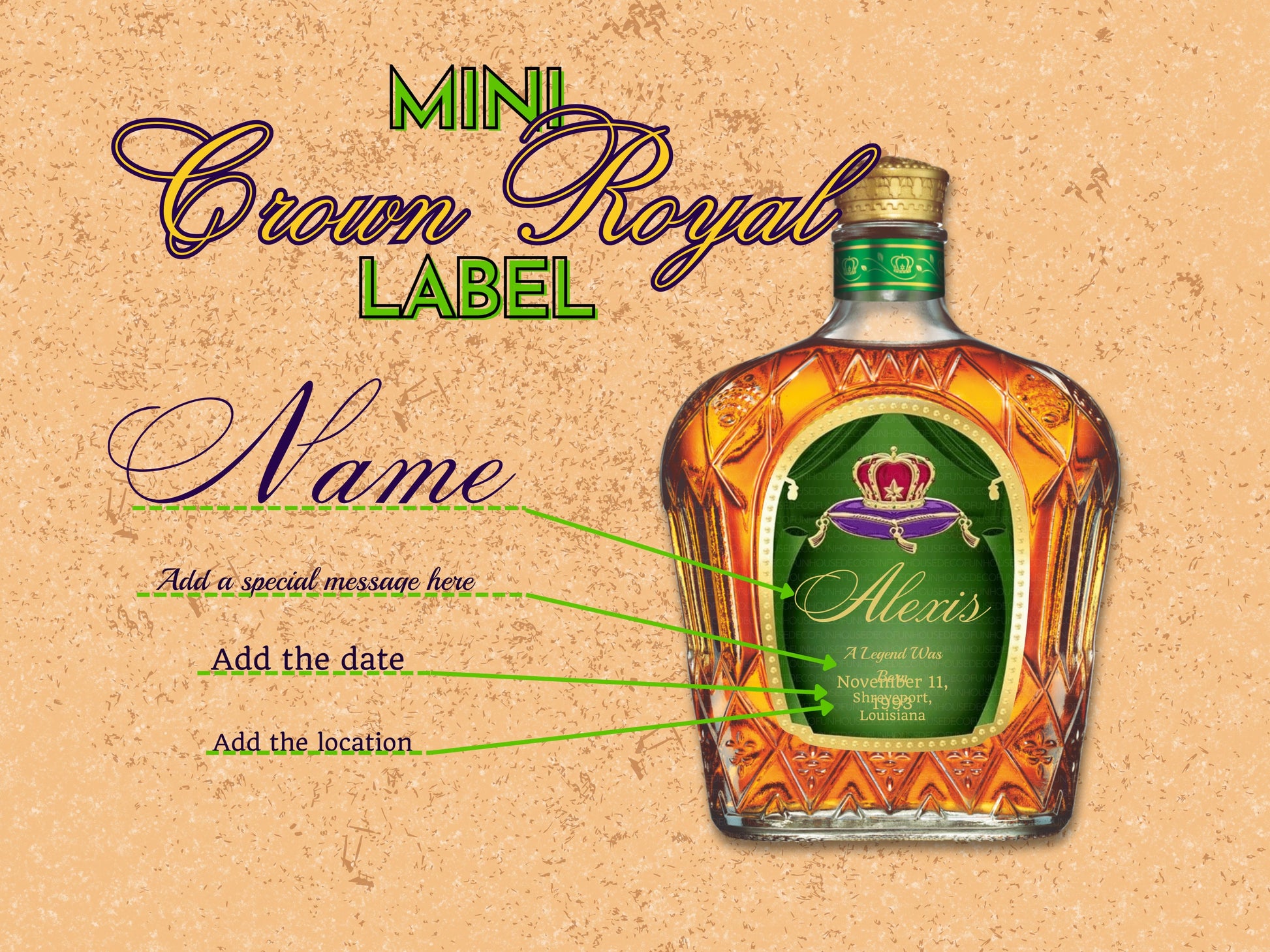 Personalized Crown Royal Labels - All Flavors - FunHouseDeco