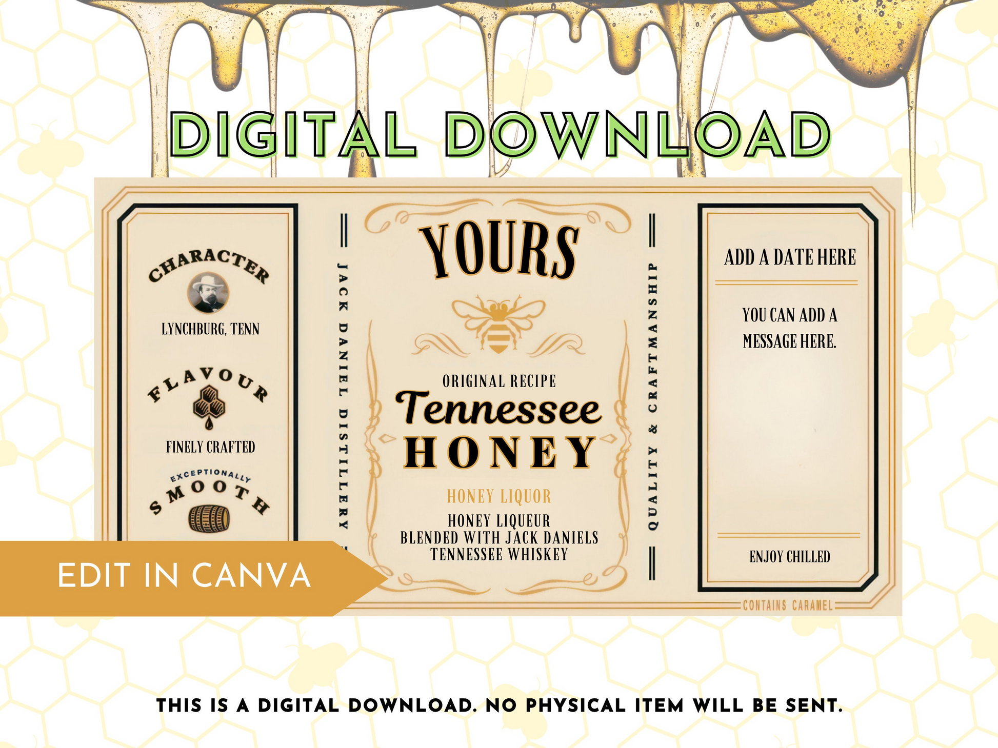 Jack Daniel's Honey Whiskey Template - FunHouseDeco