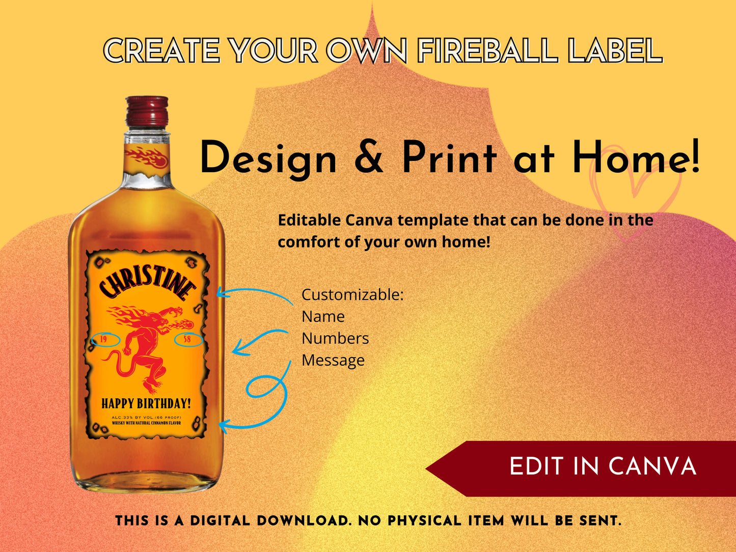 Fireball Whiskey Label Template - FunHouseDeco