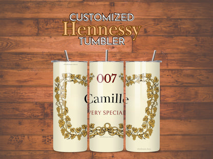 Hennessy Inspired Custom Tumbler - Personalized Name - 12oz, 20oz, 30oz - FunHouseDeco